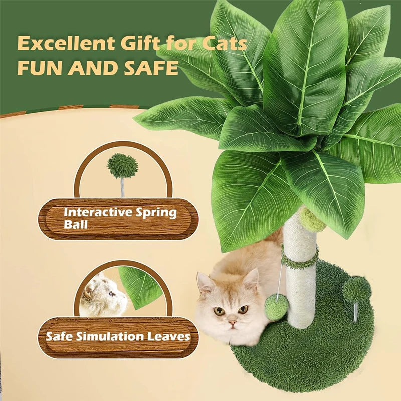 Pos à gratter pour chat, arbre à gratter de 65cm de haut avec corde en Sisal de qualité supérieure, deux boules suspendues interactives et jouets à ressorts HappyTailShop