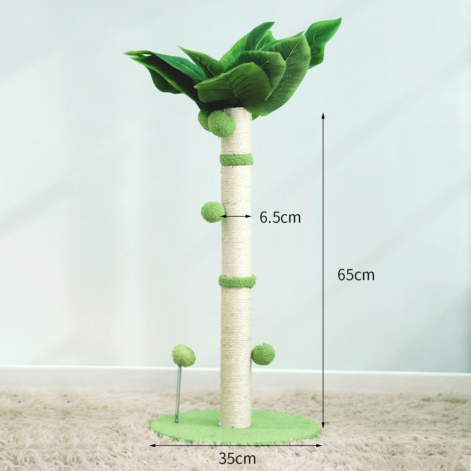 Pos à gratter pour chat, arbre à gratter de 65cm de haut avec corde en Sisal de qualité supérieure, deux boules suspendues interactives et jouets à ressorts HappyTailShop