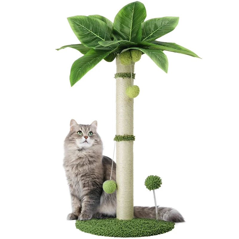 Pos à gratter pour chat, arbre à gratter de 65cm de haut avec corde en Sisal de qualité supérieure, deux boules suspendues interactives et jouets à ressorts HappyTailShop