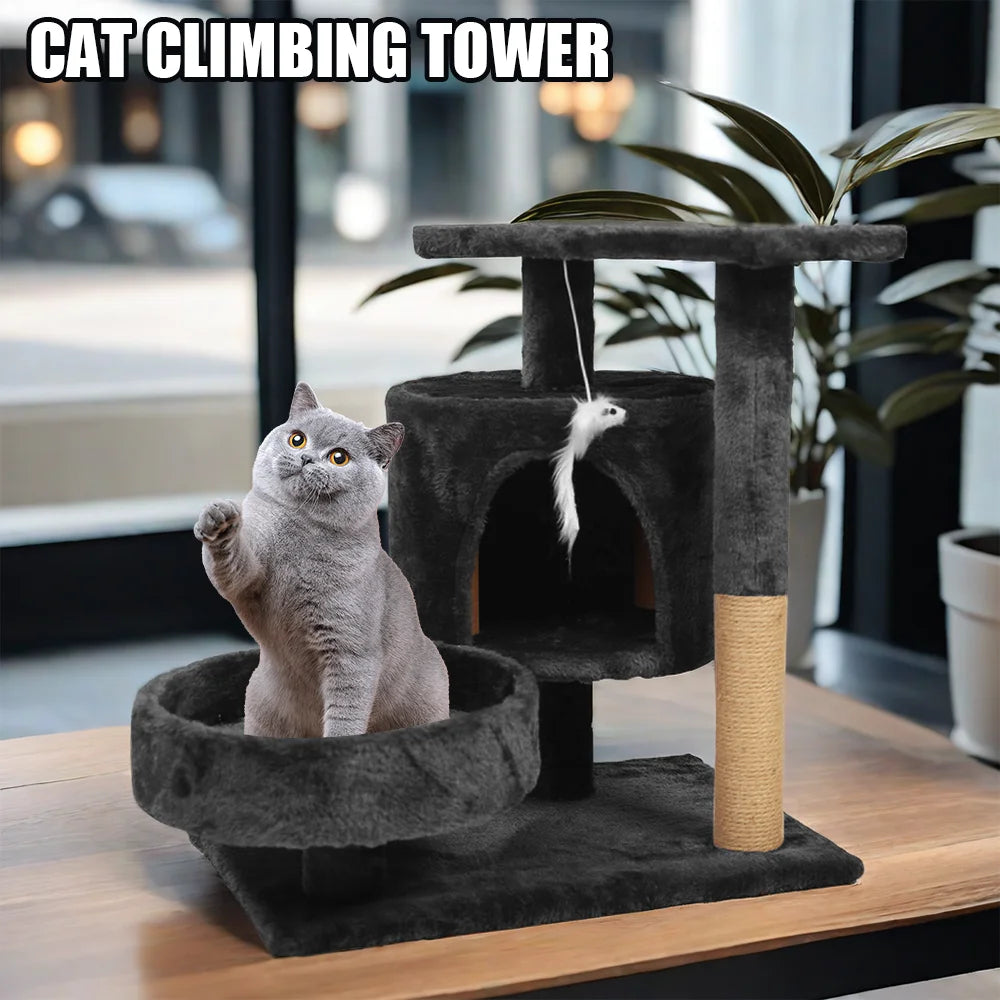 [Stock ue] cadre d'escalade pour chats d'intérieur, tour de chat, hamac, perchoirs rembourrés et condos, jouet de saut avec échelle HappyTailShop