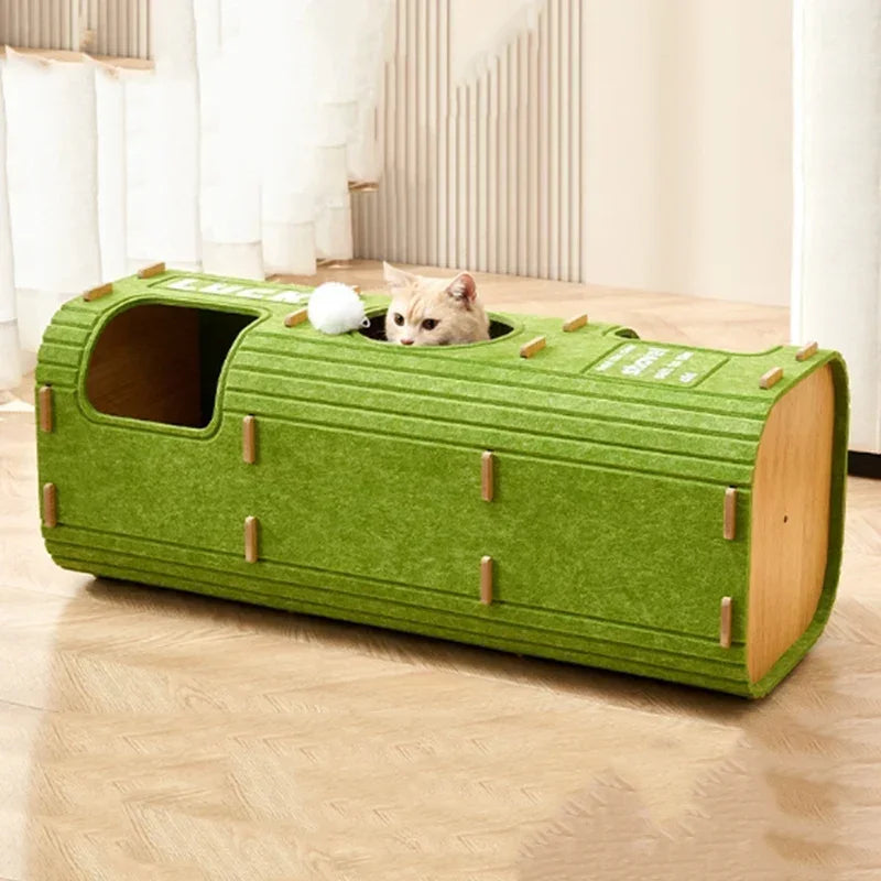 Maison pour chat multicouche pour chats d'intérieur, cadre d'escalade pour animaux de compagnie, arbre à chat intégré, planche à gratter Double couche, maison fermée pour chat HappyTailShop