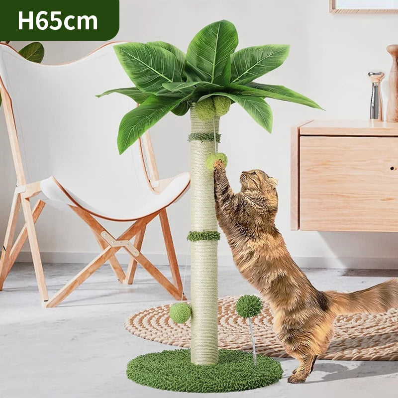 Pos à gratter pour chat, arbre à gratter de 65cm de haut avec corde en Sisal de qualité supérieure, deux boules suspendues interactives et jouets à ressorts HappyTailShop