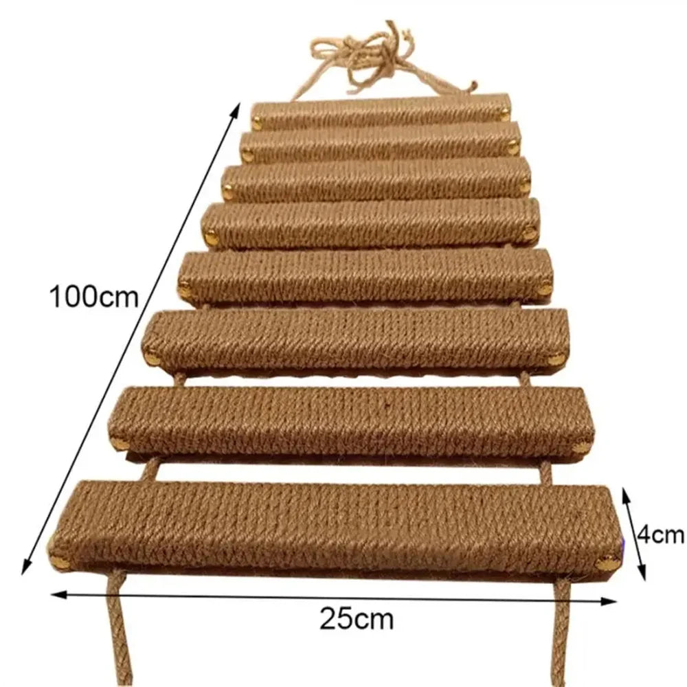 Arbre à chat mural, pont d'escalade avec tige à gratter et hamac pour chat, échelle en Sisal pour jouer et repos des chatons, 1 pièce HappyTailShop