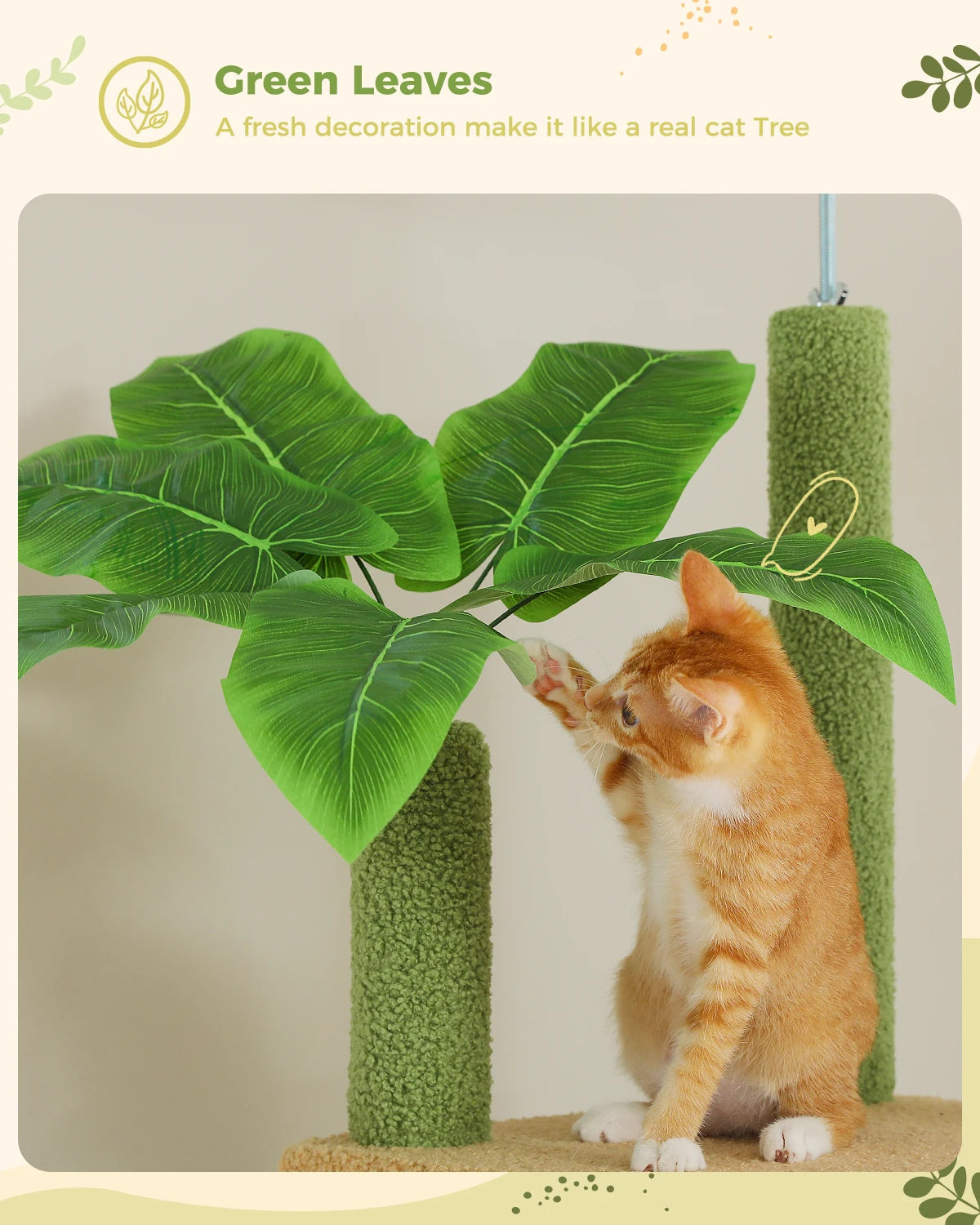 Arbre à chat Cactus du sol au plafond, tour à chat réglable en hauteur avec Hamac confortable pour condote de chat et arbre à gratter, grand arbre d'activité HappyTailShop