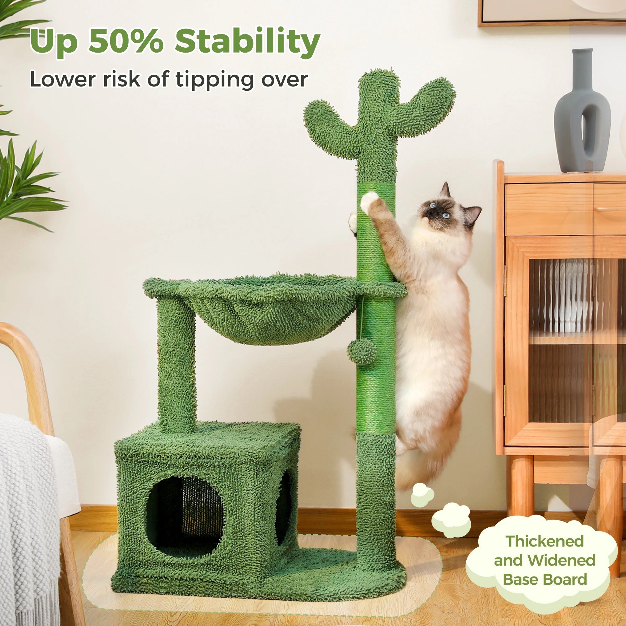 Arbre à chat quantique avec condo Lagre, hamac, boule de ling recrutée, petite tour pour chat, griffoir pour chat, jouets d'intérieur HappyTailShop