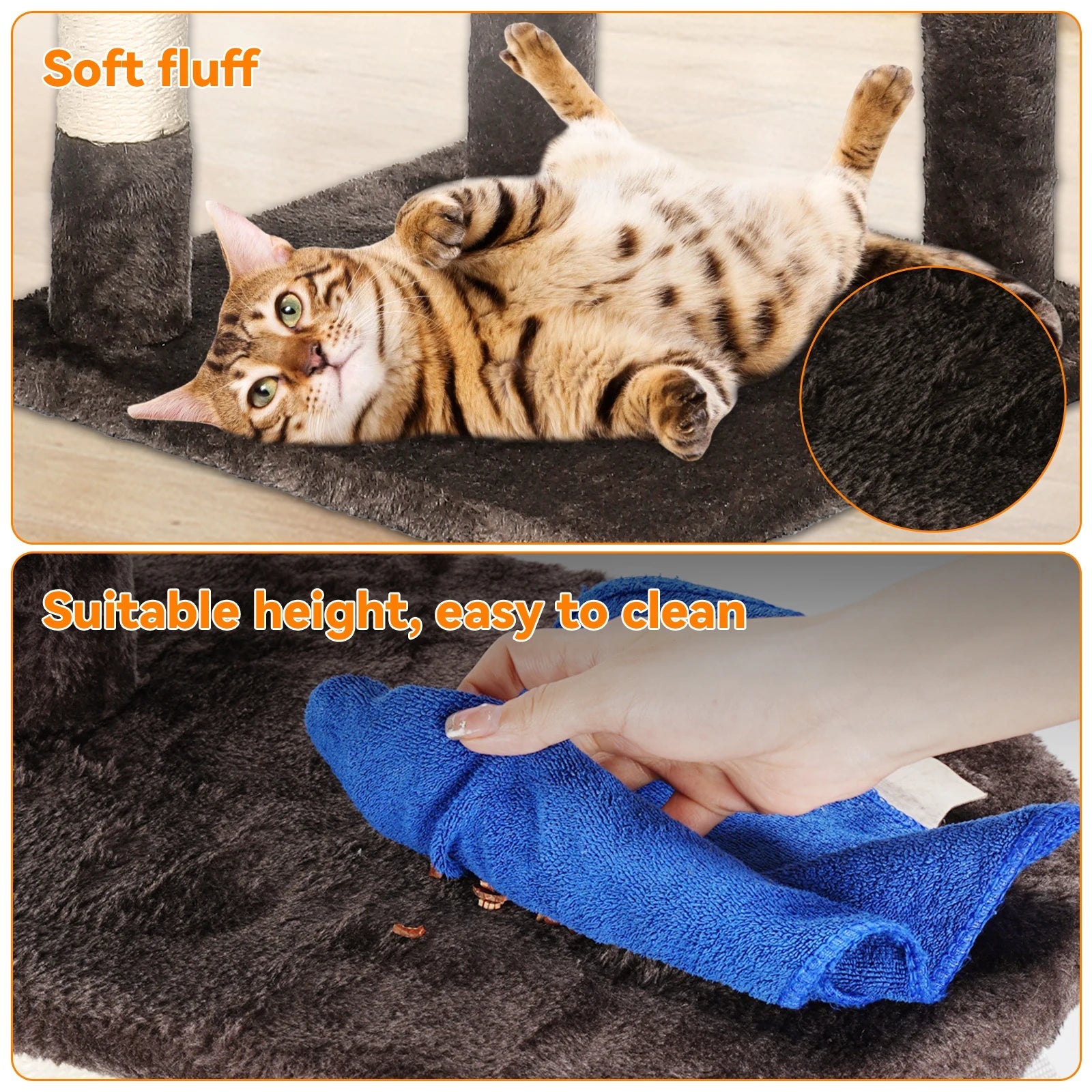 Cadre d'escalade pour chats d'intérieur, arbres à chat, multi-niveaux avec postes à gratter, tour à chat, perchoirs supérieurs rembourrés et condo HappyTailShop