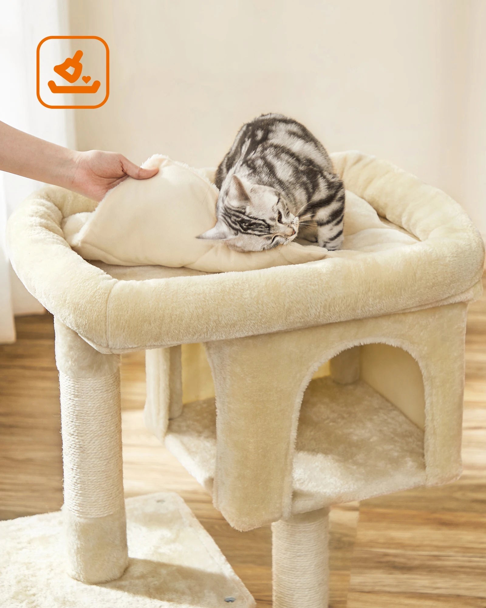 Feandrea Arbre à Chat, Tour de Jeux 84 cm, L, Maison pour Chats Jusqu’à 7 kg, Grande Plate-Forme, 2 Niches, Griffoir HappyTailShop