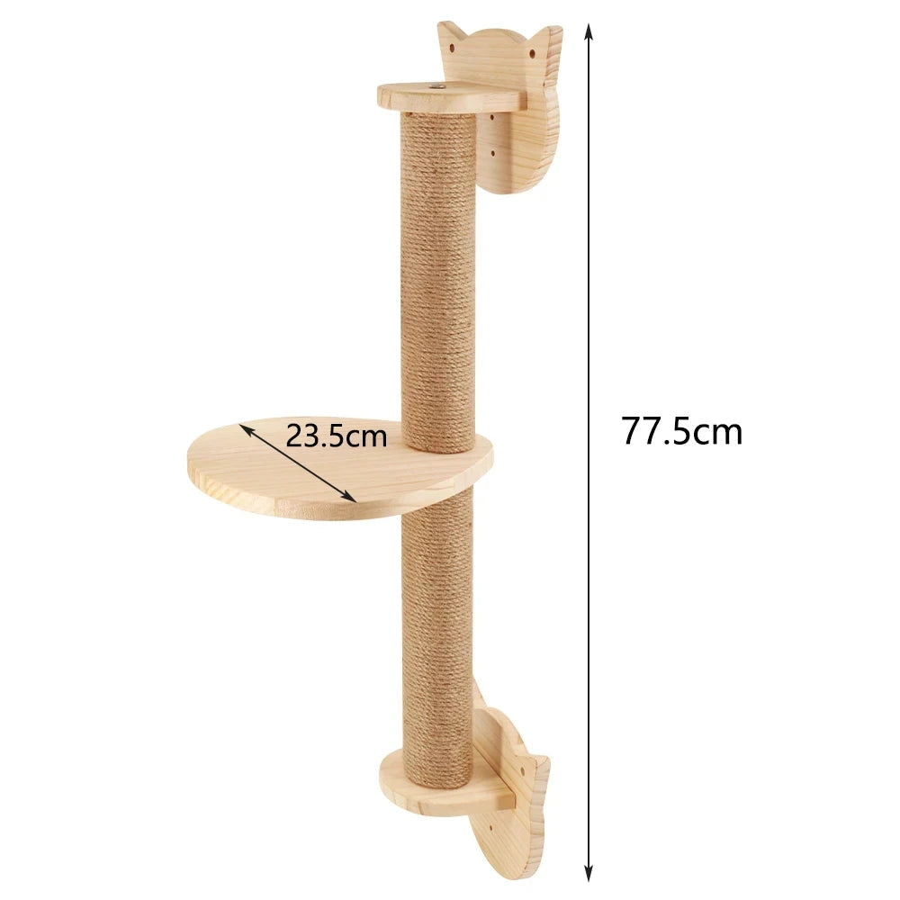 Arbre à chat mural, pont d'escalade avec tige à gratter et hamac pour chat, échelle en Sisal pour jouer et repos des chatons, 1 pièce HappyTailShop