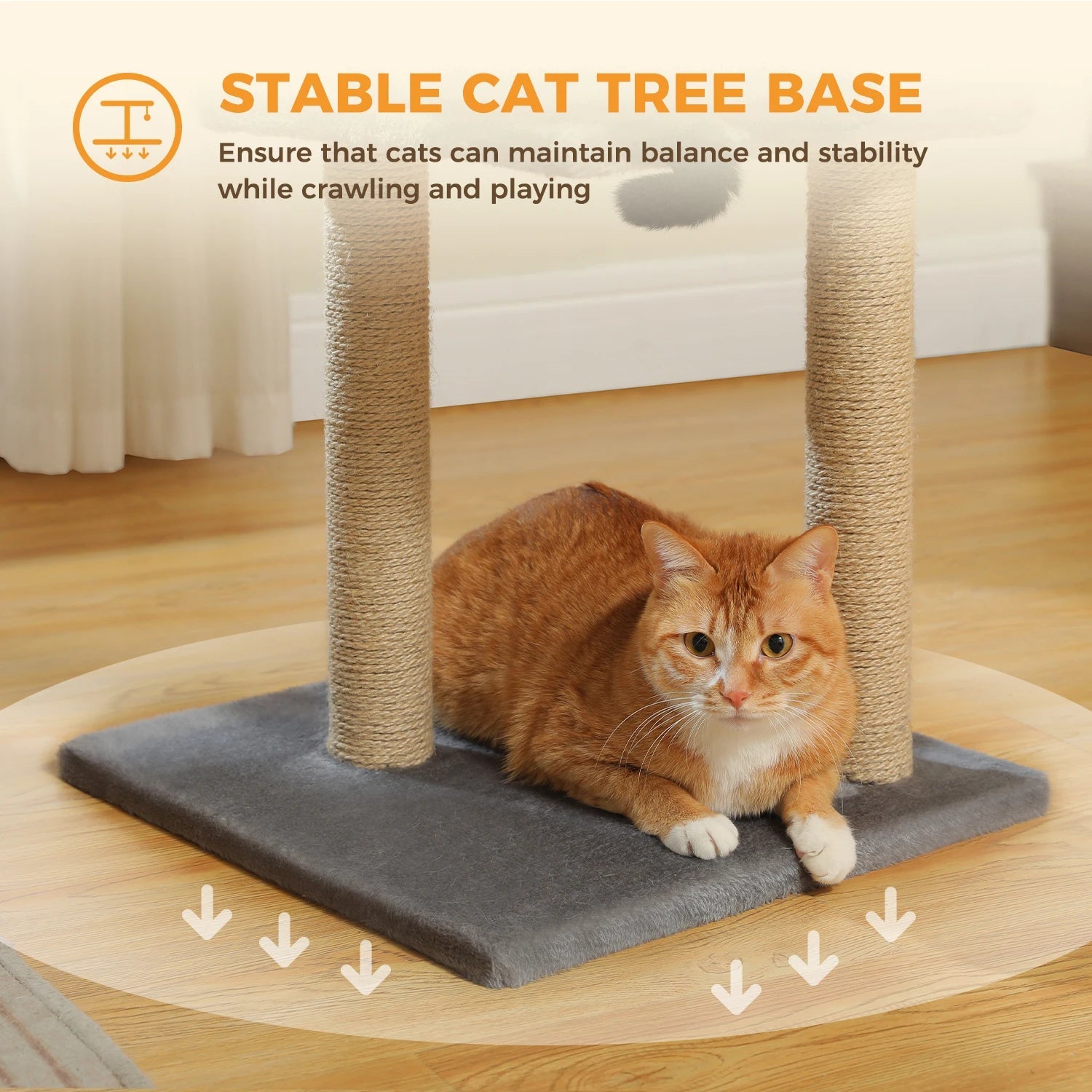Arbre à chat multi-niveaux de 80 cm avec 3 grilles à gratter et base d'arbre à chat stable adaptée à 1-2 chats d'intérieur, gris, marron HappyTailShop