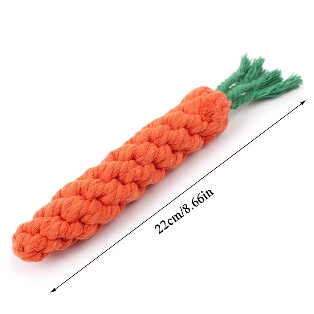 1 pièces carotte chien morsure corde chien jouets sûr Durable tressé morsure chien mâcher jouets résistant chiot molaire nettoyage dents coton corde HappyTailShop