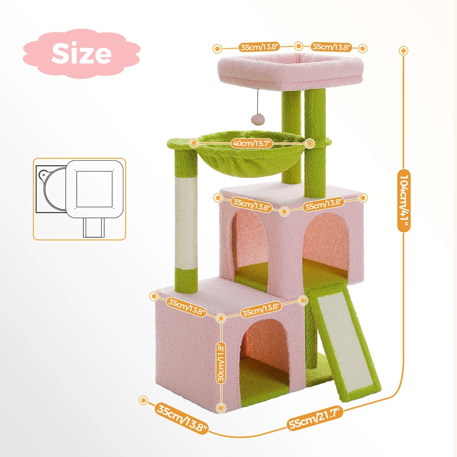 Grand arbre à chats d'intérieur avec plusieurs niveaux, poteau à griffer en sisal, deux condos spacieux, tapis à griffer pour chat et jouets pour chat, chat accessoires pour chats HappyTailShop