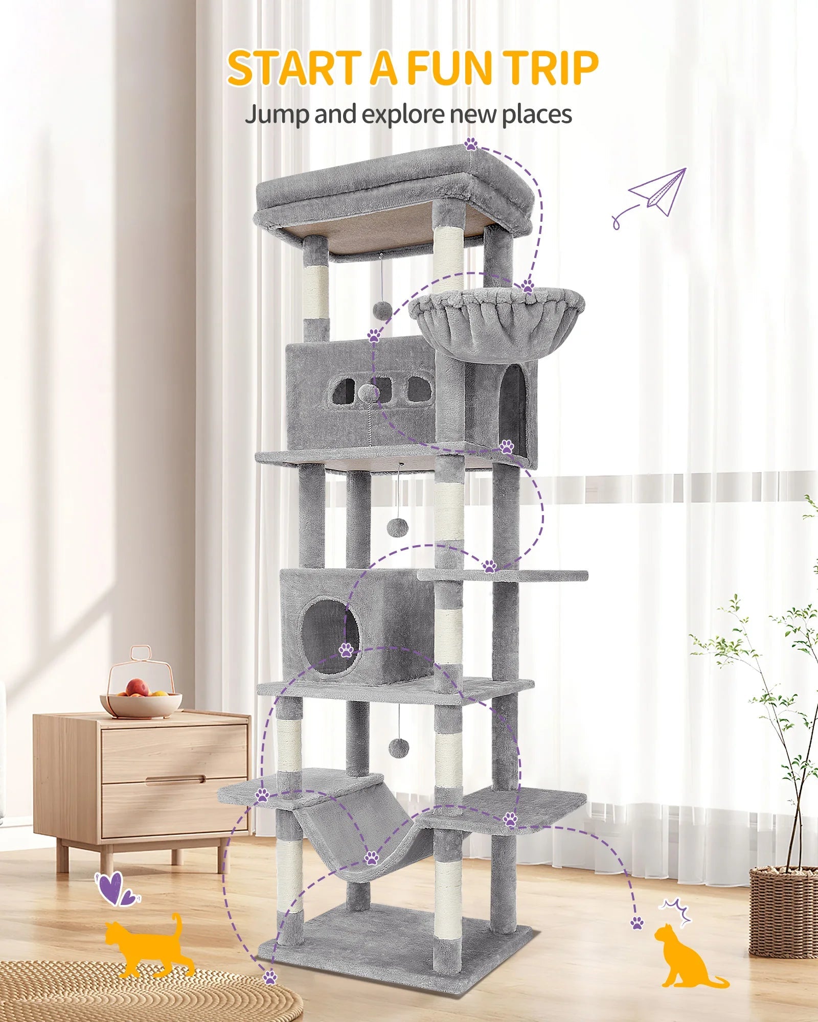 Grand arbre à chat Hzuaneri HappyTailShop