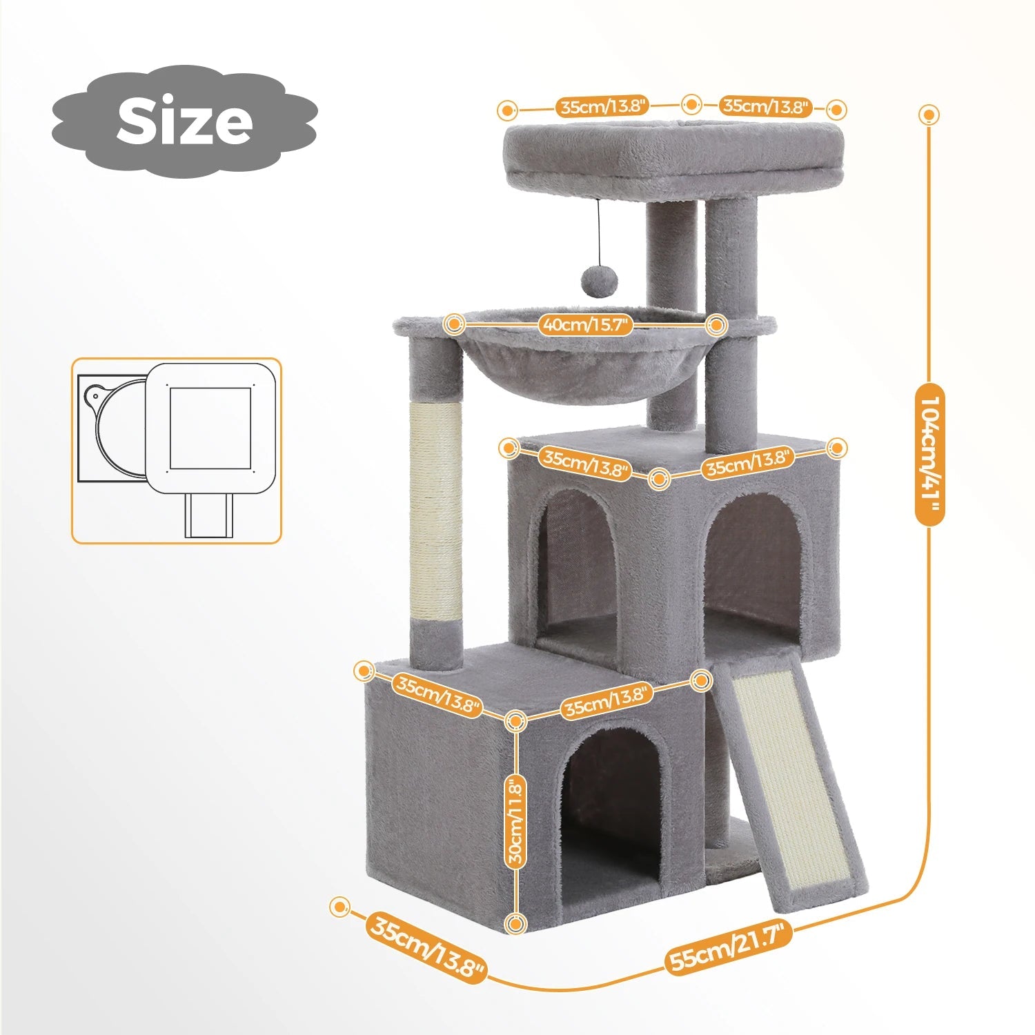 Grand arbre à chats d'intérieur avec plusieurs niveaux, poteau à griffer en sisal, deux condos spacieux, tapis à griffer pour chat et jouets pour chat, chat accessoires pour chats HappyTailShop