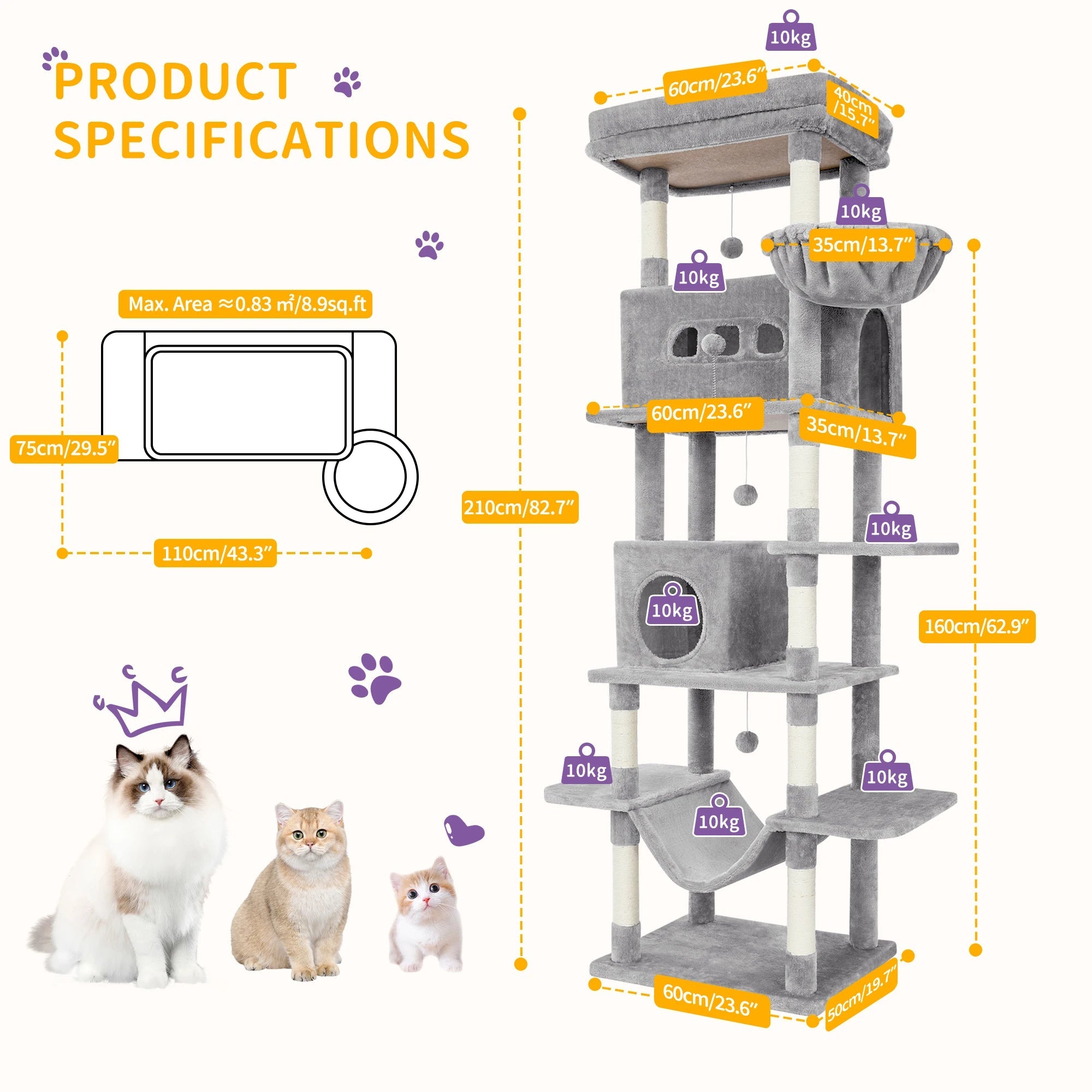 Grand arbre à chat Hzuaneri HappyTailShop