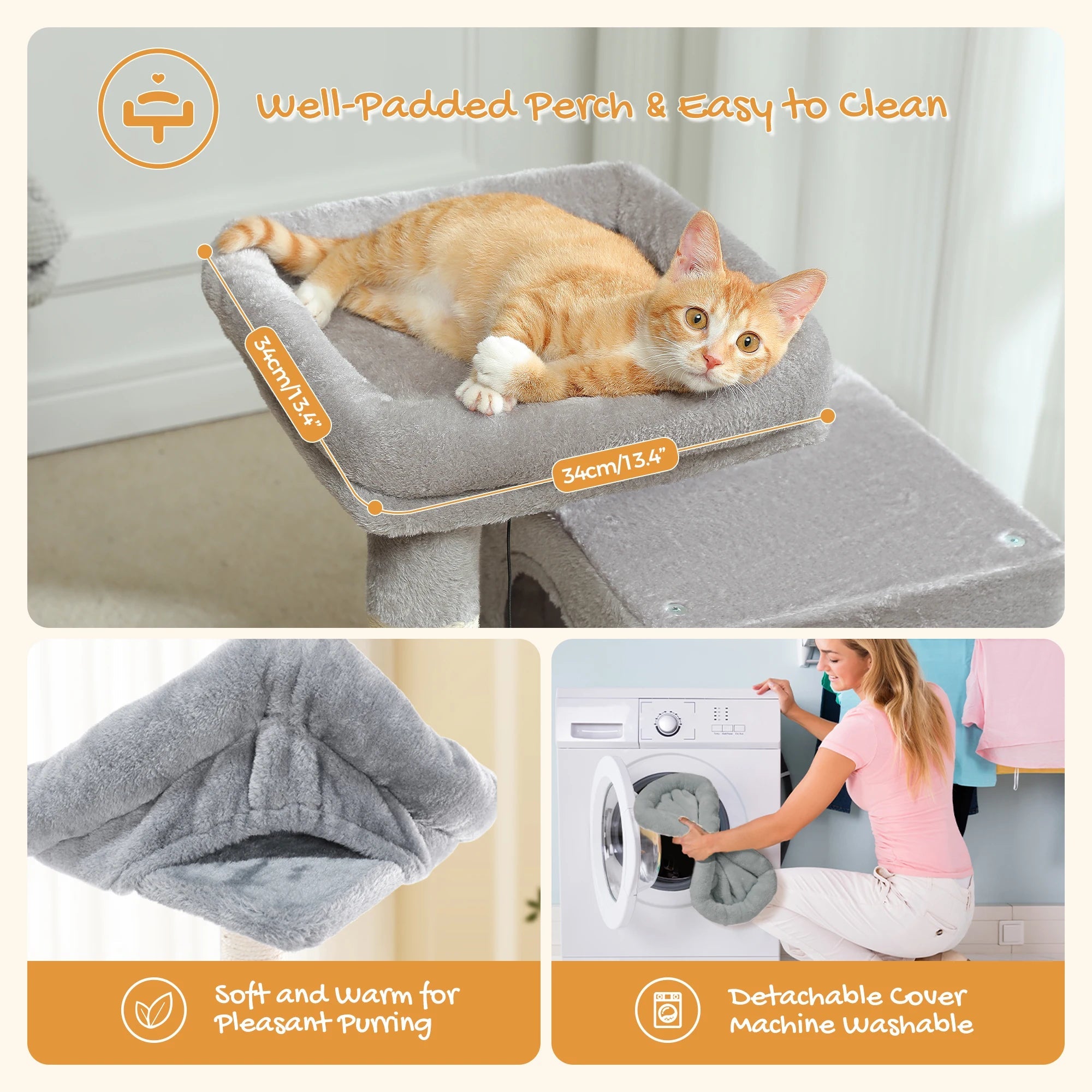 Grand arbre à chats d'intérieur avec plusieurs niveaux, poteau à griffer en sisal, deux condos spacieux, tapis à griffer pour chat et jouets pour chat, chat accessoires pour chats HappyTailShop